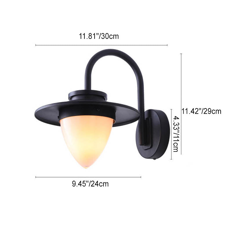 Contemporary Retro Peach Glass Iron Outdoor Waterproof 1-Light Wall Sconce Lamp For Garden