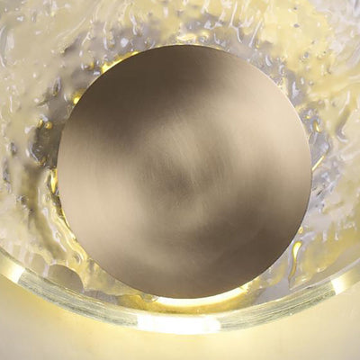 Zeitgenössische Luxus Messing Wasser-ripple Runde Kristall LED Wand Leuchte Lampe Für Wohnzimmer 