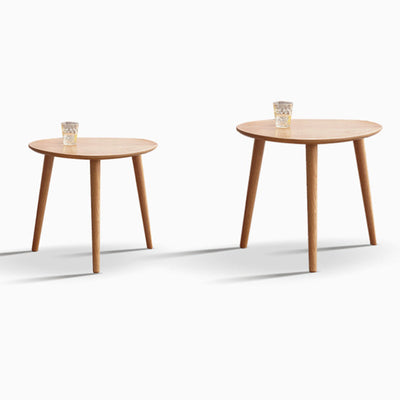 Contemporary Japanese Oval Wood Side Table 1-Tier For Living Room
