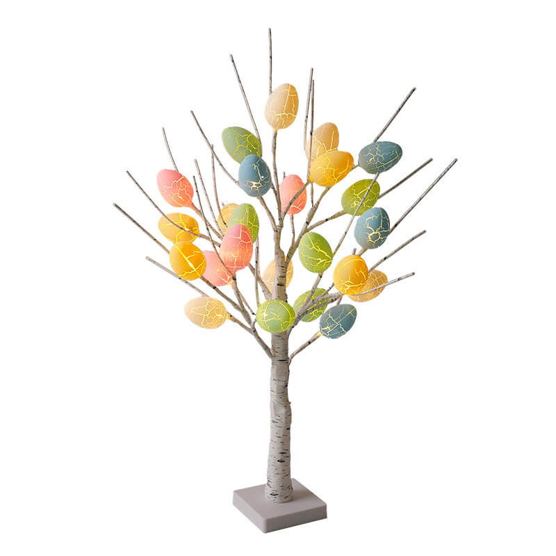 Moderne kreative Feiertagsdekorative bunte Ei-Simulation Baum Plastik LED Tischlampe 