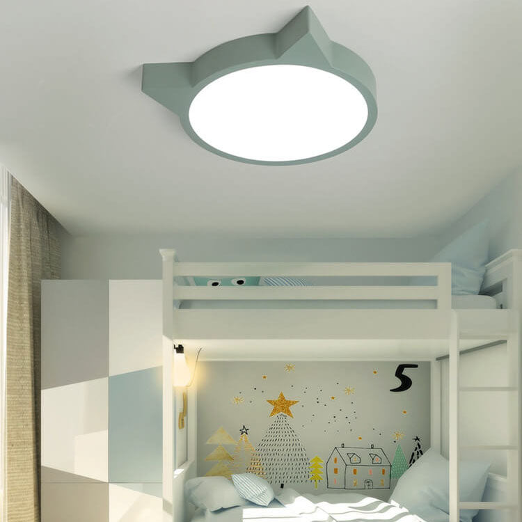 Nordic Macaron Cat Design LED Kids Flush Mount Ceiling Light