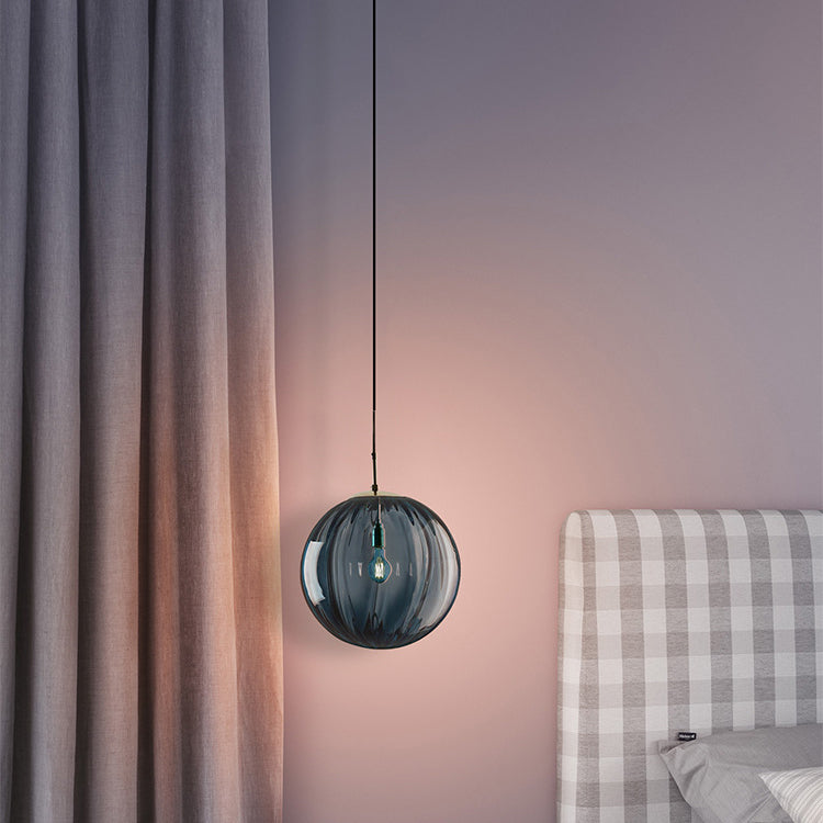 Zeitgenössische nordische Wasserwellen-Pendelleuchte aus kugelförmigem Glasschirm mit 1 Licht für das Wohnzimmer 