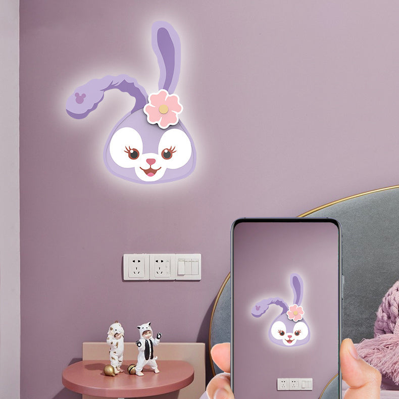 Applique murale LED en fer avec design acrylique de lapin et tigre nordique contemporain pour salon 