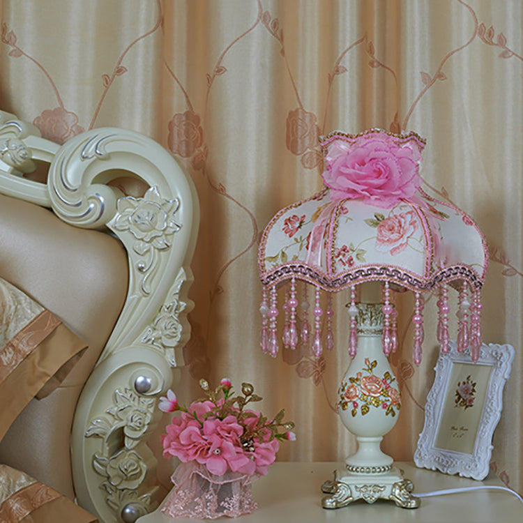 Lampe de table 1 lumière en résine et tissu avec vase traditionnel européen pour chambre 