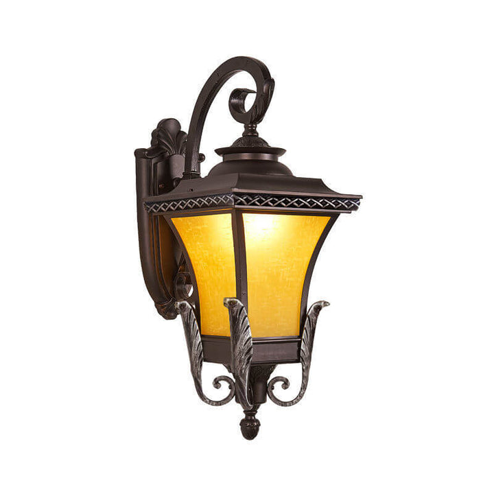 Aplique de pared exterior tradicional vintage de aluminio y vidrio con jaula cuadrada, 1 luz 