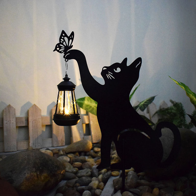 Moderne Art-Deco-Katze Eisen Kunststoff LED Outdoor Landschaft Licht für Garten 