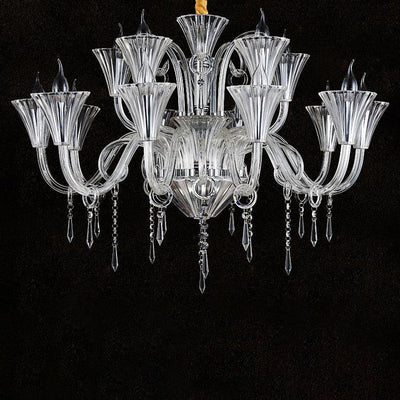 Traditional French Petal Candelabra Glass Crystal 6/8/12 Chandelier For Living Room