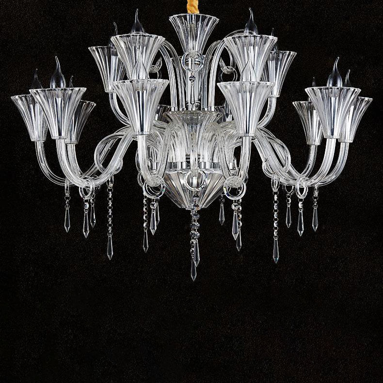 Traditional French Petal Candelabra Glass Crystal 6/8/12 Chandelier For Living Room