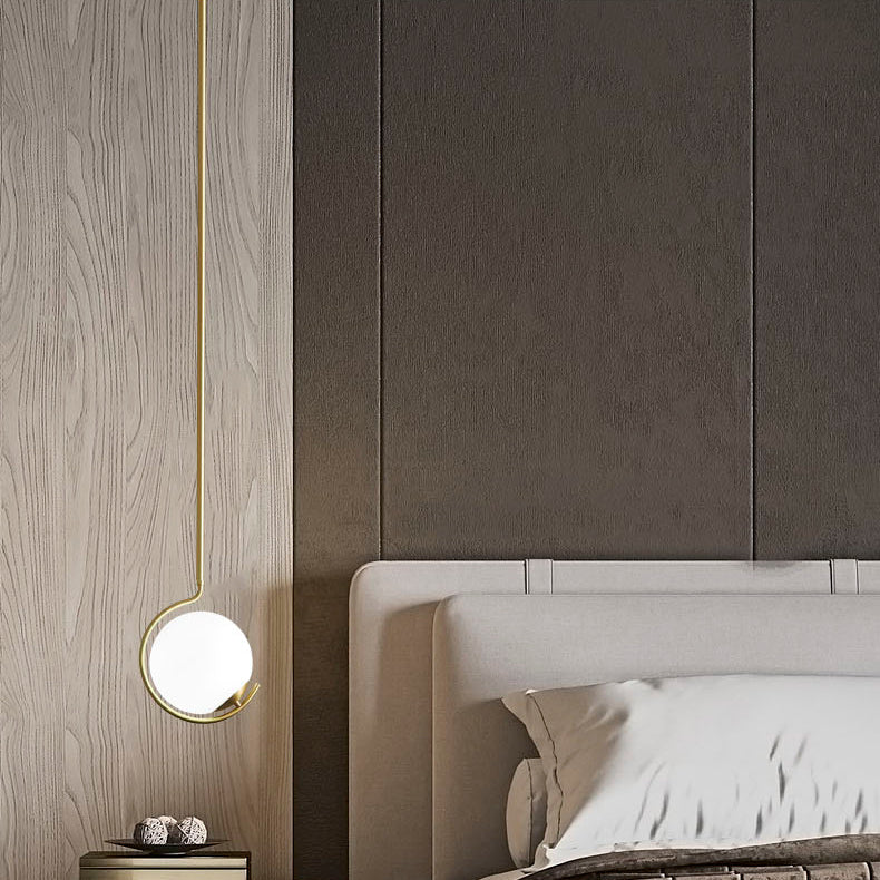 Boule de Verre Nordique Contemporaine Fer Suspension Luminaire 1-Lumière Pour Salon 