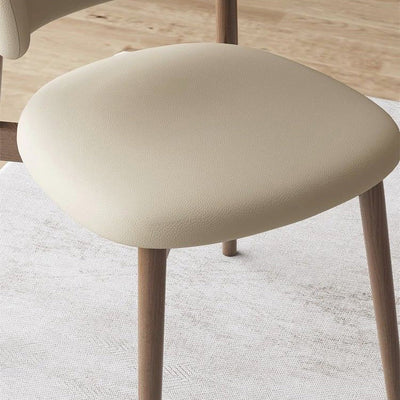 Moderna silla de comedor sin brazos de cuero nappa cuadrado nórdico contemporáneo con marco de metal para comedor 