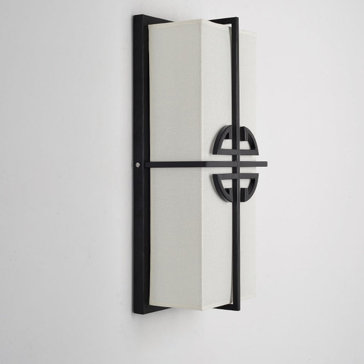 Lámpara de Aplique de Pared de 2 Luces de Tela de Hierro Rectangular Tradicional China para Sala de Estar 