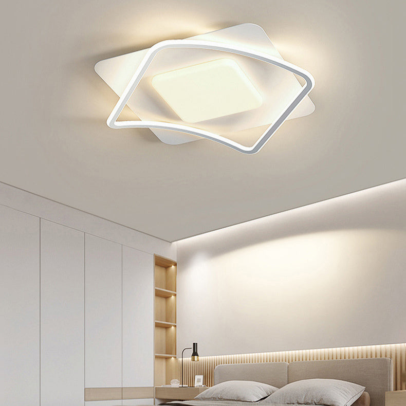 Plafonnier LED en fer carré rond créatif contemporain en PVC pour salon 