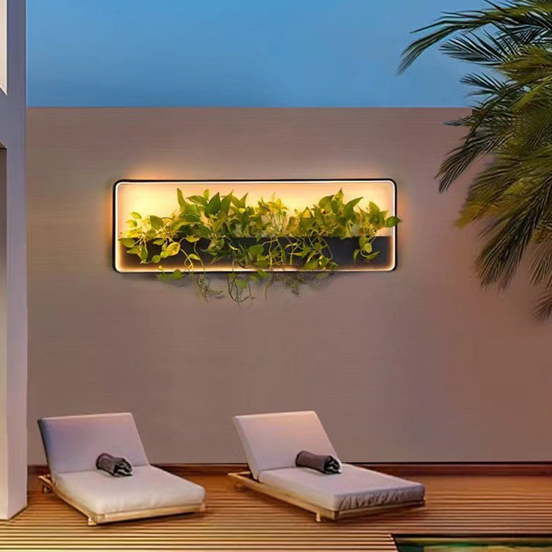 Aplique de pared LED impermeable para exterior con marco geométrico cuadrado de aluminio y acero inoxidable, estilo minimalista moderno, para jardín 