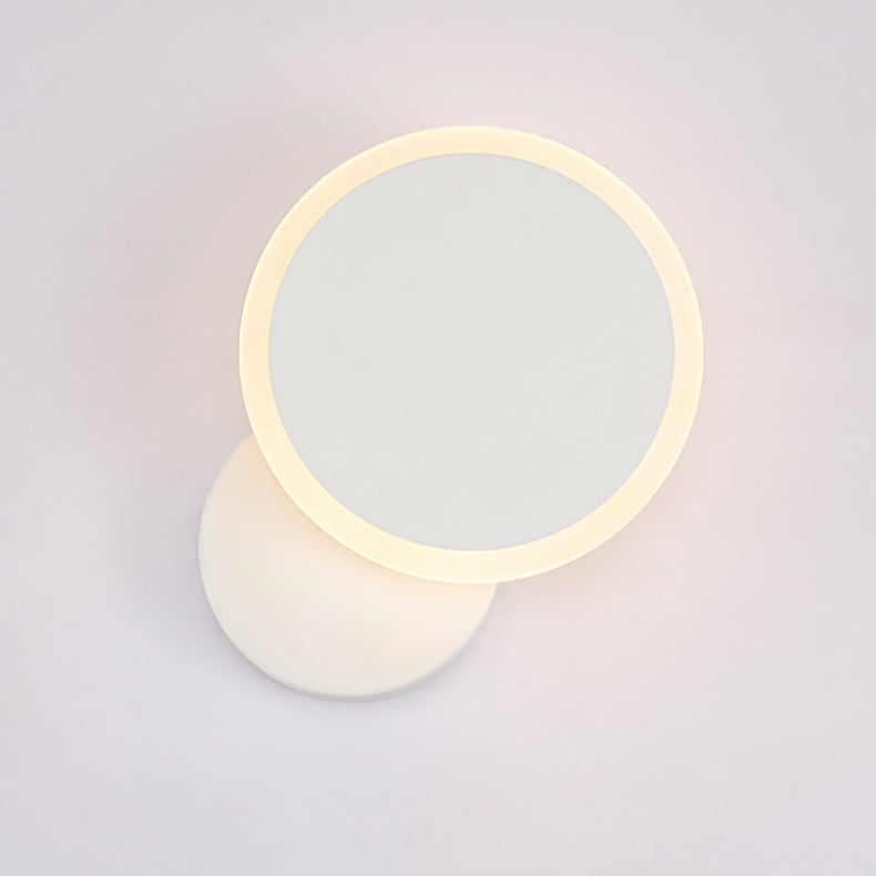 Applique Murale LED en Fer Acrylique Rond Rotatif à Simplicité Moderne pour Chambre 