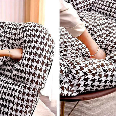Fauteuil à bascule en velours pied-de-poule nordique contemporain avec dossier en acier au carbone pour salon 