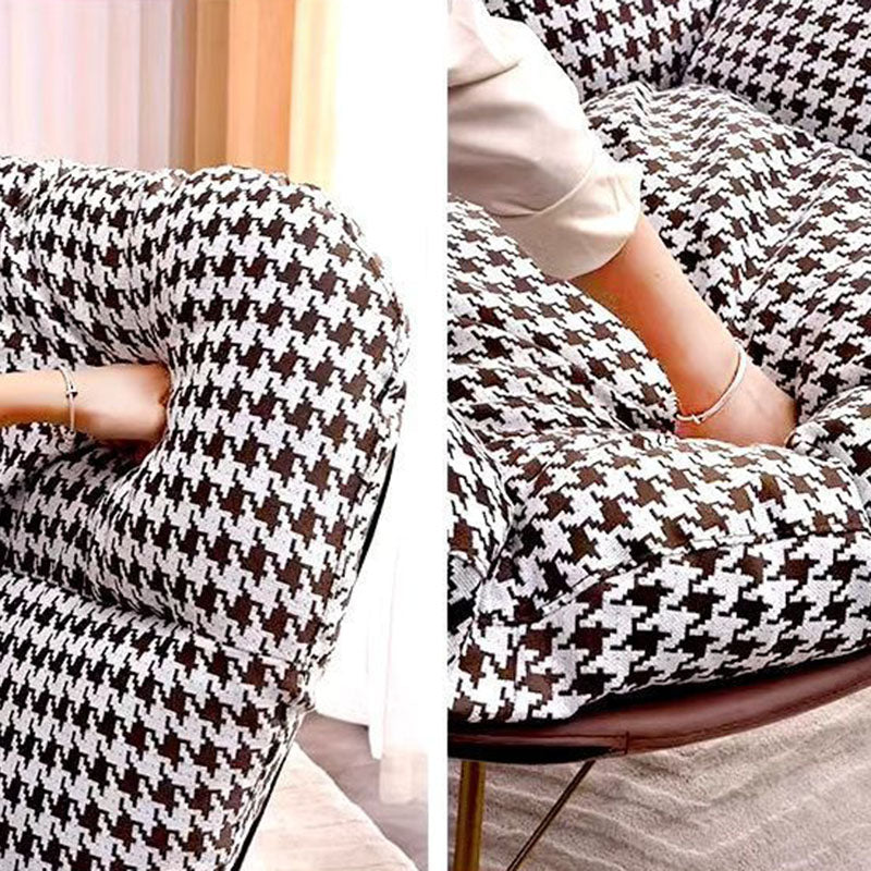 Fauteuil à bascule en velours pied-de-poule nordique contemporain avec dossier en acier au carbone pour salon 