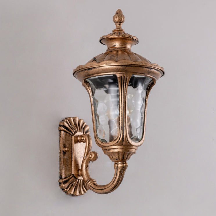 Lampe murale extérieure 1 lumière en verre et aluminium en forme de château étanche traditionnel européen pour jardin 