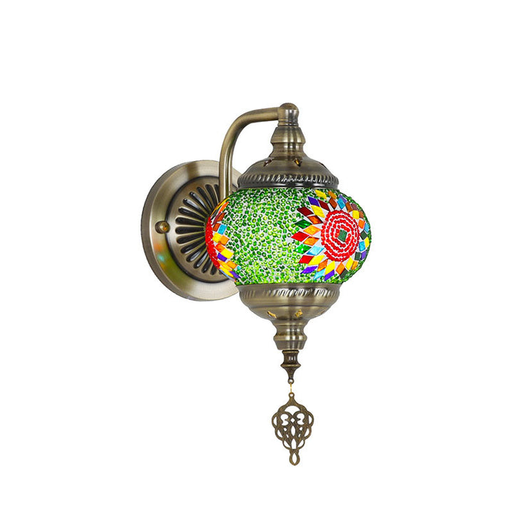 Applique Murale Globe en Mosaïque de Verre et Fer Rétro Contemporain à 1 Lumière Pour Couloir 