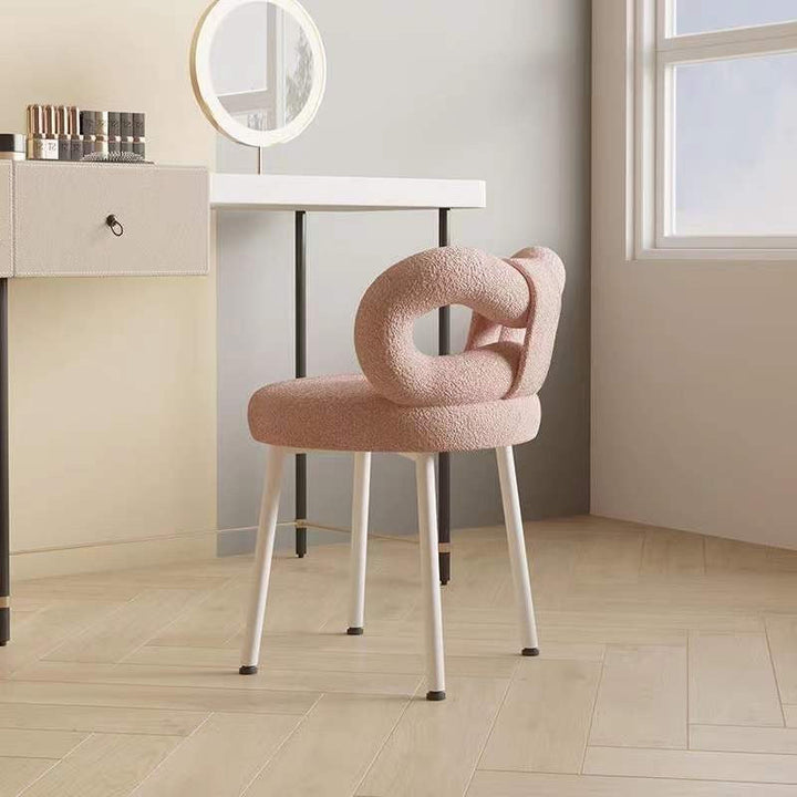 Tabouret de coiffeuse rond en laine d&