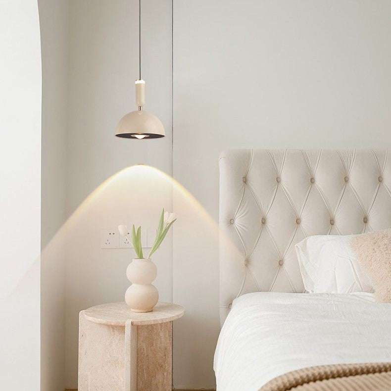 Lámpara colgante LED de cúpula redonda minimalista moderna de aluminio y acrílico para dormitorio 