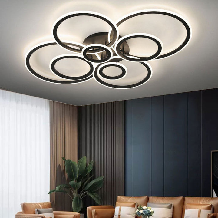 Moderne minimalistische Kombination runder Kreis Hardware Acryl LED Semi-Flush Mount Deckenleuchte für Wohnzimmer 