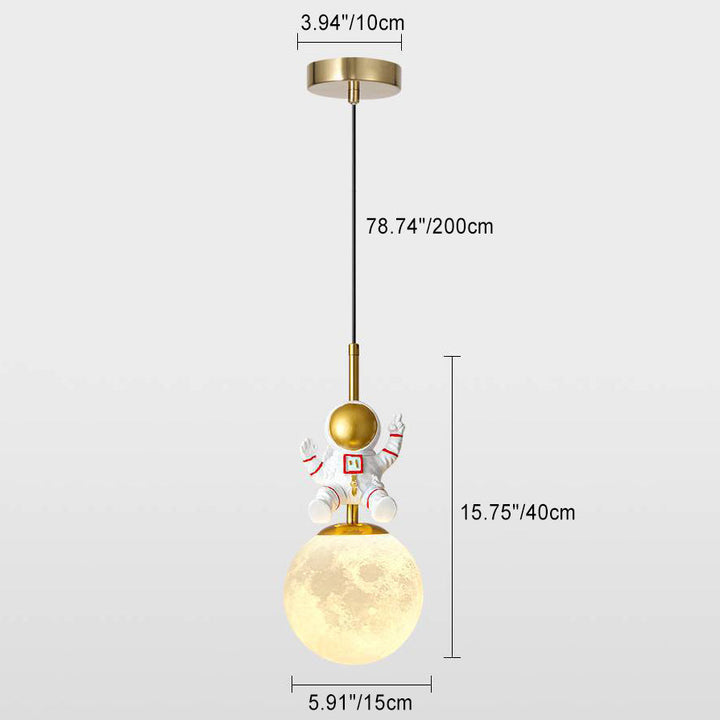Suspension contemporaine pour enfants nordiques Orb Astronaut en résine de fer 1 lumière pour chambre 