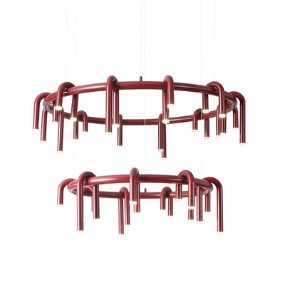 Combinaison de lignes géométriques en fer moderne du milieu du siècle, lustre LED pour salon 