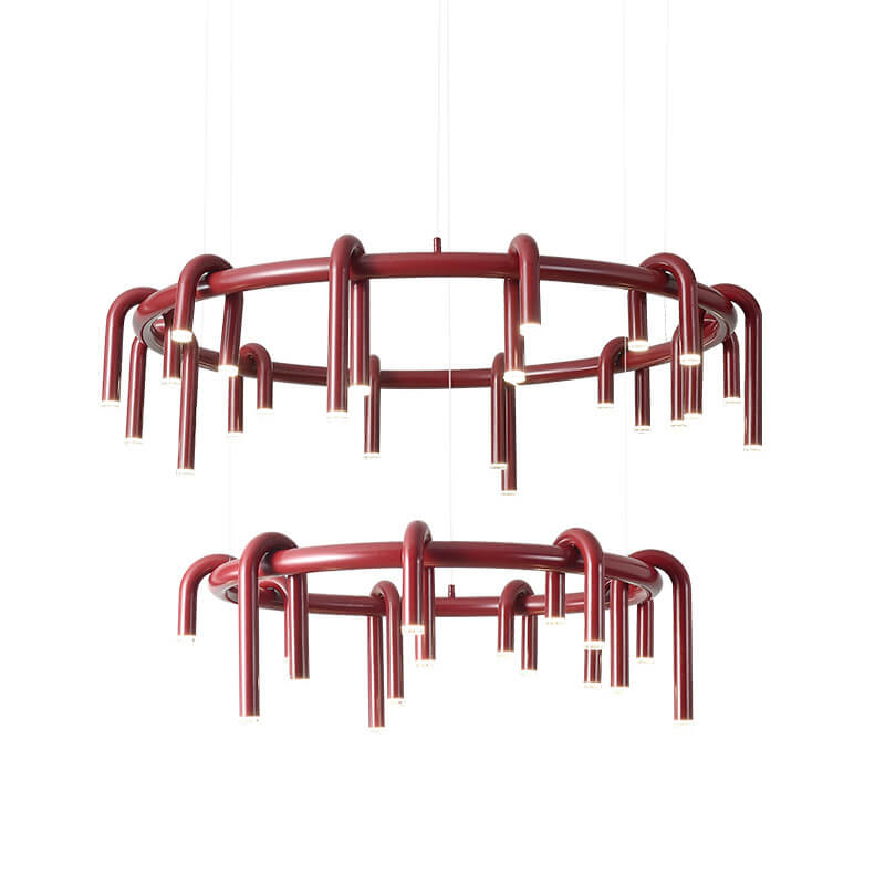 Combinaison de lignes géométriques en fer moderne du milieu du siècle, lustre LED pour salon 