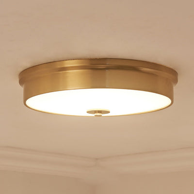 Modern Luxury Round All Copper Glass 3/4 Light Flush Mount Ceiling Light For Bedroom