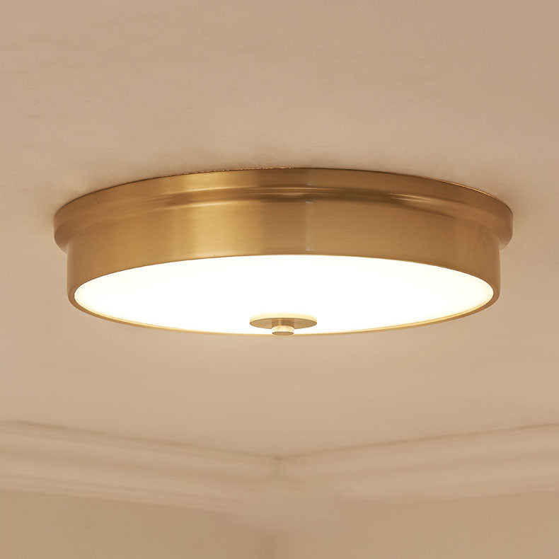 Modern Luxury Round All Copper Glass 3/4 Light Flush Mount Ceiling Light For Bedroom