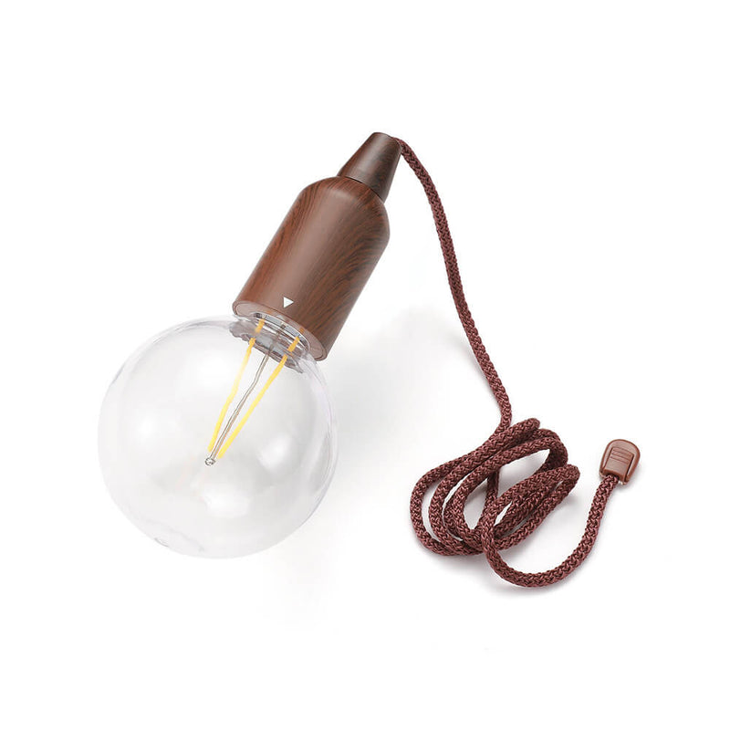 Retro Portable Waterproof Wood Round Cone Battery USB 1-Light Camping Outdoor Light