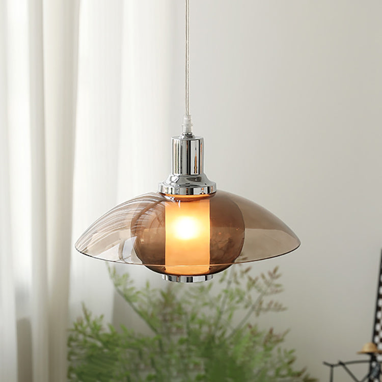 Zeitgenössische nordische bernsteinfarbene Glasscheibe aus Eisen mit 1 Licht für Wohnzimmer 