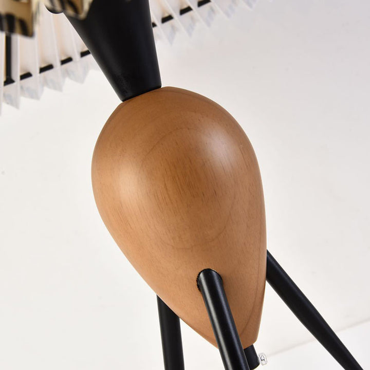 Lampe de table à 1 lumière en tissu PVC en bois de fer conique vintage traditionnel pour chambre à coucher 