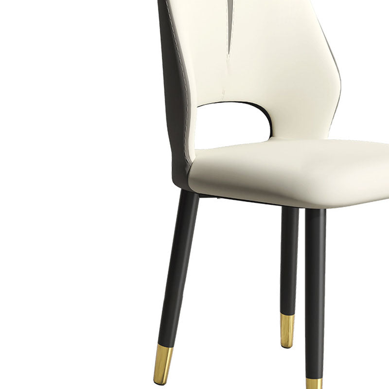 Modern Luxury Square Cushion Faux Leather Carbon Steel Dining Chair Backrest For Dining Room