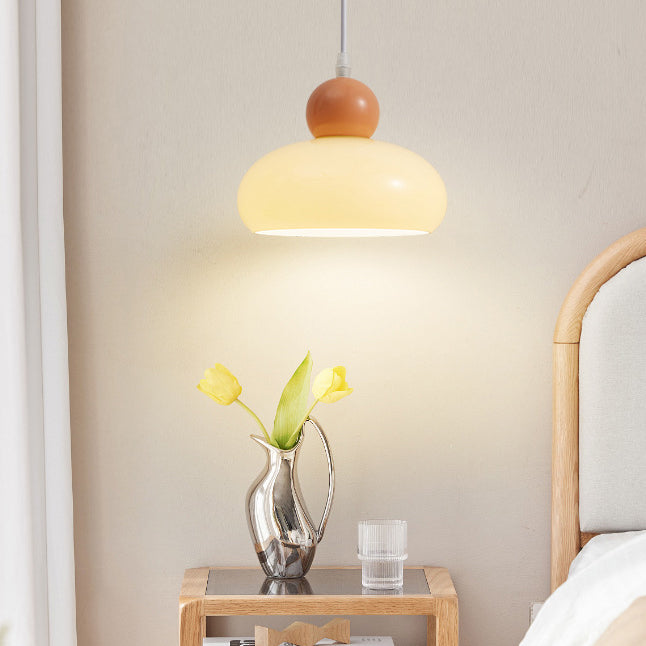 Moderne minimalistische Creme Kuppel Runde Eisen Glas 1-Licht Wandleuchte Lampe für Schlafzimmer 
