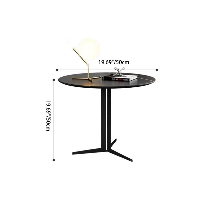 Mesa de Centro Moderna de Lujo Redonda de Acero al Carbono para Sala de Estar 
