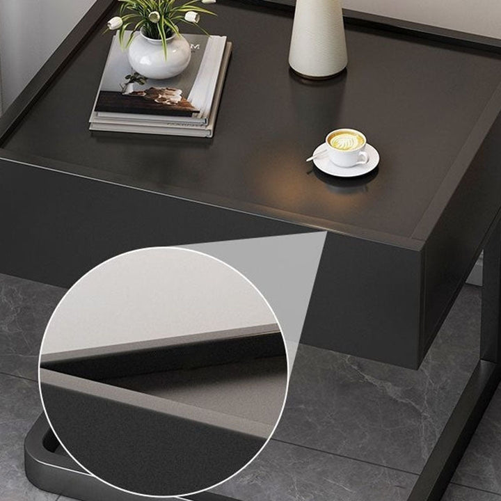 Modern Minimalist Rectangular MDF Steel Nightstand 1-Drawer For Bedside