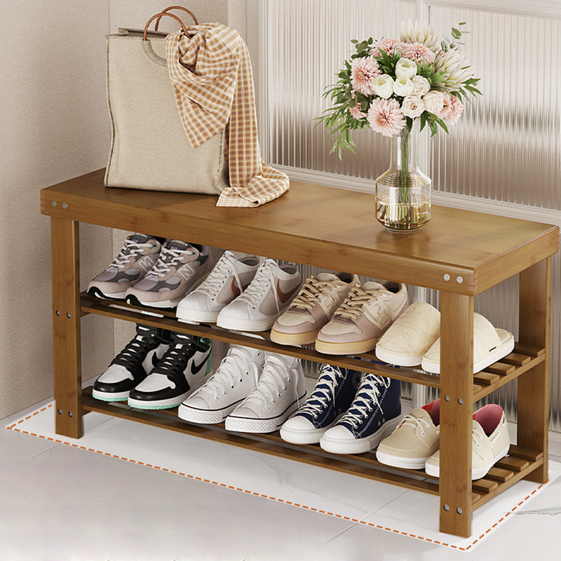 Moderner minimalistischer rechteckiger Heather Bambus Schuhschrank mit 2 Regalen für Eingangsbereiche 