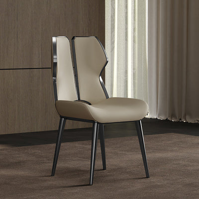 Chaise de salle à manger carrée en cuir microfibre de luxe moderne avec dossier en acier inoxydable et éponge pour salle à manger 