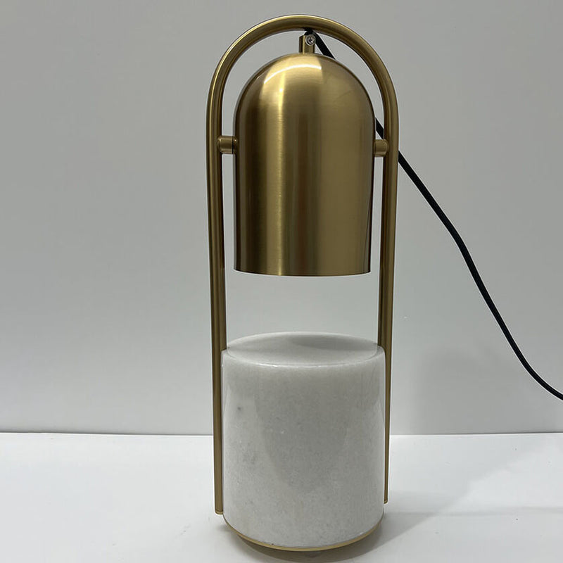 Lámpara de mesa de 1 luz con hardware de anillo cilíndrico de lujo nórdico y columna de mármol 