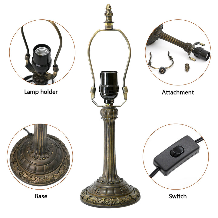 Lampe de table à 1 lumière en résine de verre Tiffany traditionnelle avec dôme et libellule lotus pour étude 