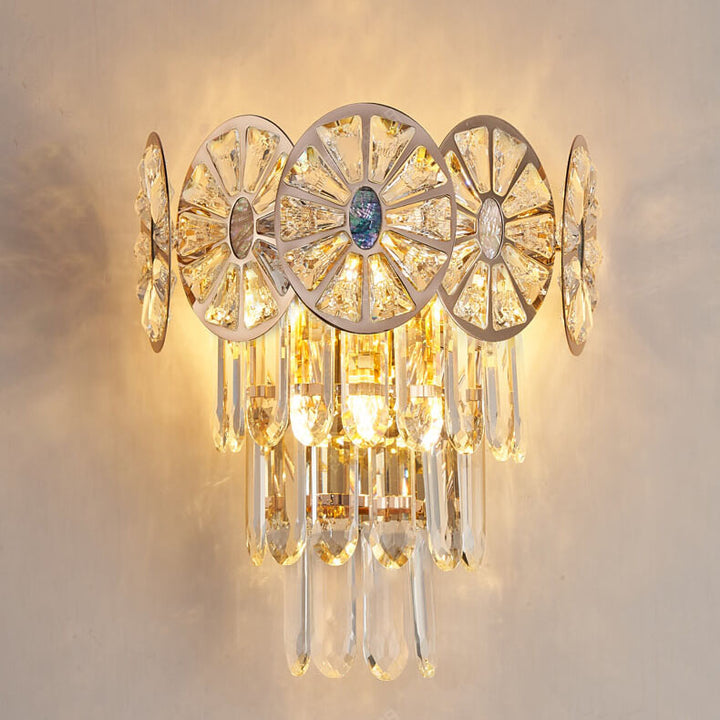 Modern Luxury Rhombus Crystal Shell 3-Light Wall Sconce Lamp For Bedroom