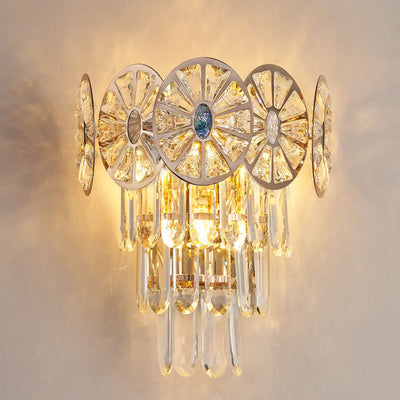 Modern Luxury Rhombus Crystal Shell 3-Light Wall Sconce Lamp