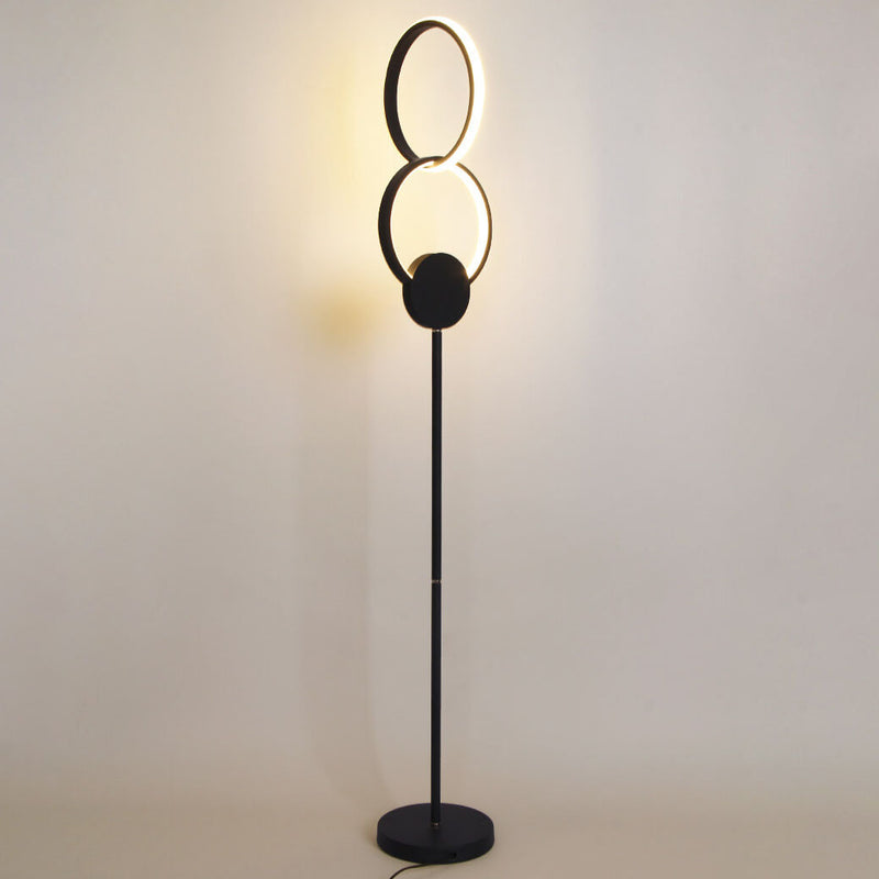 Modern Simplicity Acrylic Dual Ring Interlocking Iron Base LED Standing Floor Lamp