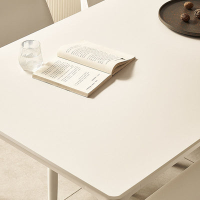 Ensemble de table à manger et chaises en alliage d'aluminium avec dalle de roche rectangulaire minimaliste moderne pour 4 places 