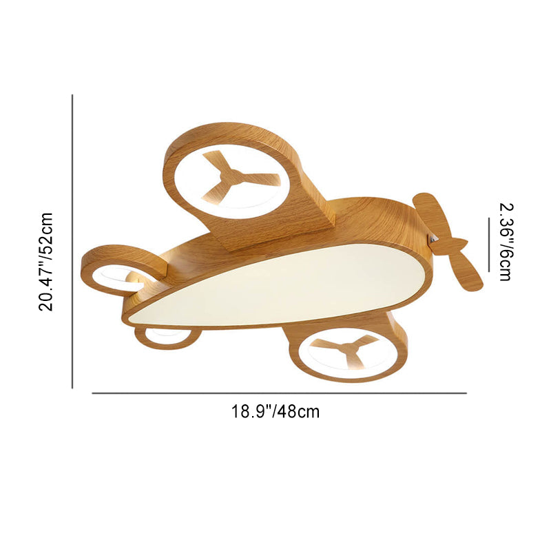 Cartoon Kreative Holzmaserung Flugzeug LED Kinder Unterputz Deckenleuchte