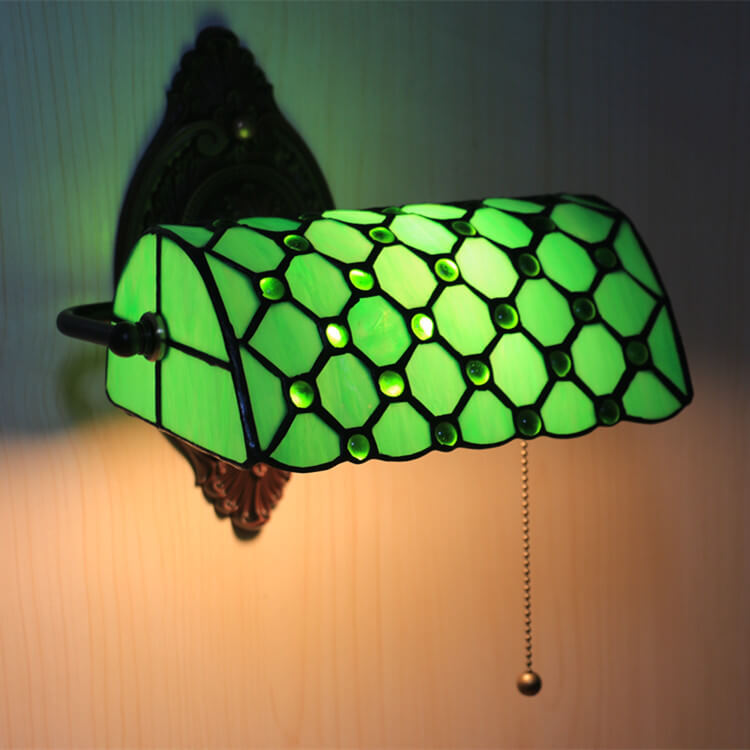 Tiffany Lucite Beads Stained Glass 1-Light Wall Sconce Lamp