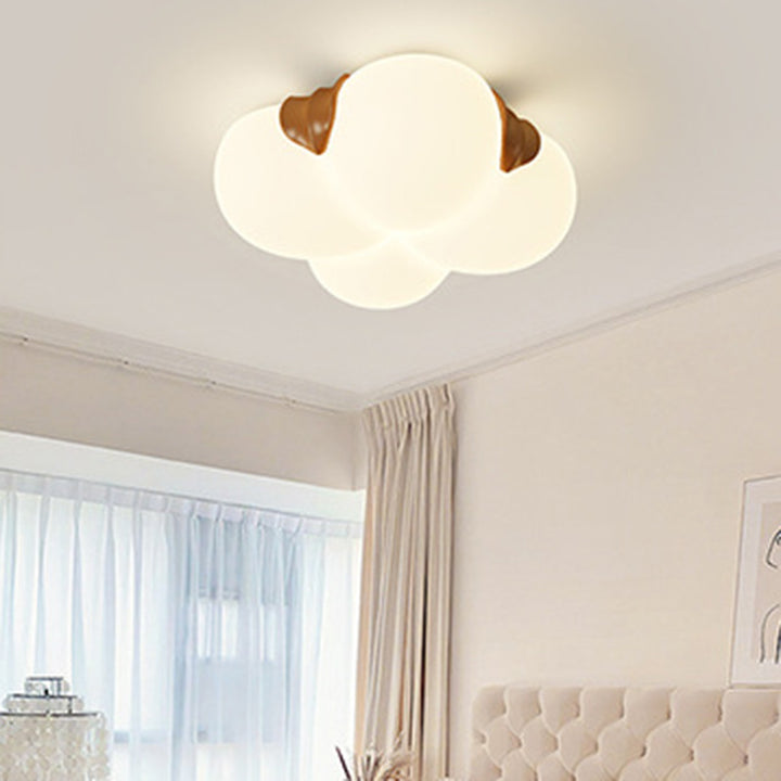 Lustre Plafonnier LED en Fer PE à Fleur Bulle Art Déco Moderne pour Chambre 