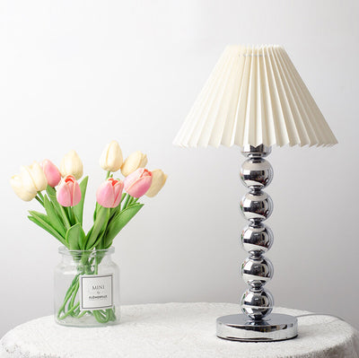 Contemporary Scandinavian Cone Round Hardware Fabric 1-Light Table Lamp For Bedroom