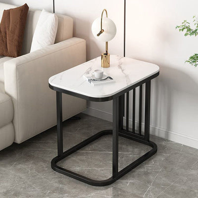 Moderner minimalistischer rechteckiger quadratischer Steintisch aus Eisen für das Wohnzimmer 